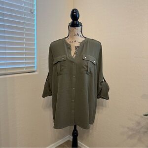 Calvin Klein | Olive Green Button-Down Shirt